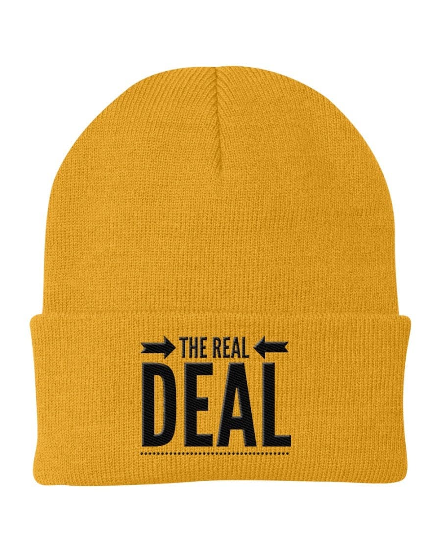 Beanie Cap - the Real Deal Embroidered Graphic / Cuffed Knit Hat - Unisex