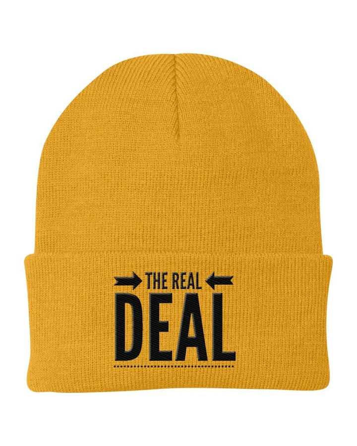 Beanie Cap - the Real Deal Embroidered Graphic / Cuffed Knit Hat - Unisex