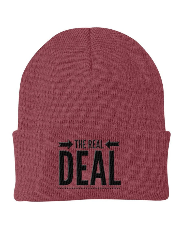 Beanie Cap - the Real Deal Embroidered Graphic / Cuffed Knit Hat - Unisex