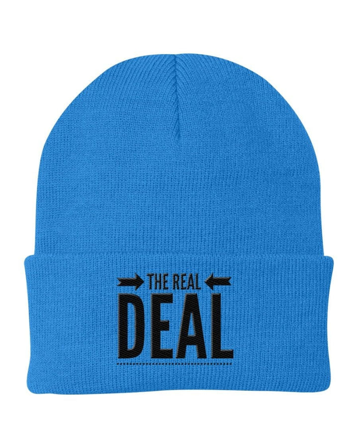 Beanie Cap - the Real Deal Embroidered Graphic / Cuffed Knit Hat - Unisex