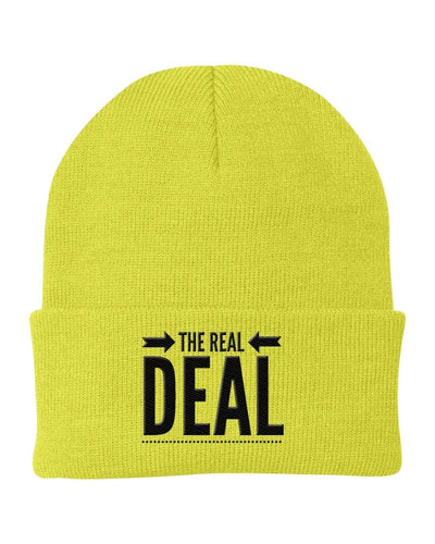 Beanie Cap - The Real Deal Embroidered Graphic / Cuffed Knit Hat - Unisex