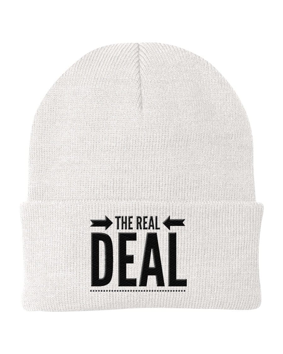 Beanie Cap - the Real Deal Embroidered Graphic / Cuffed Knit Hat - Unisex