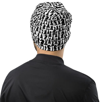 Beanie Hat - Black/white Chess Graphic - Men/women - Unisex | Beanie Hats