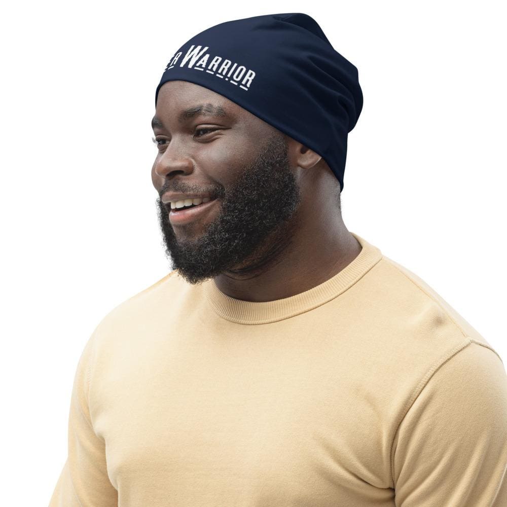 Beanie Hat - Dark Blue Slouchy Beanie Prayer Warrior Print Men/women - Unisex