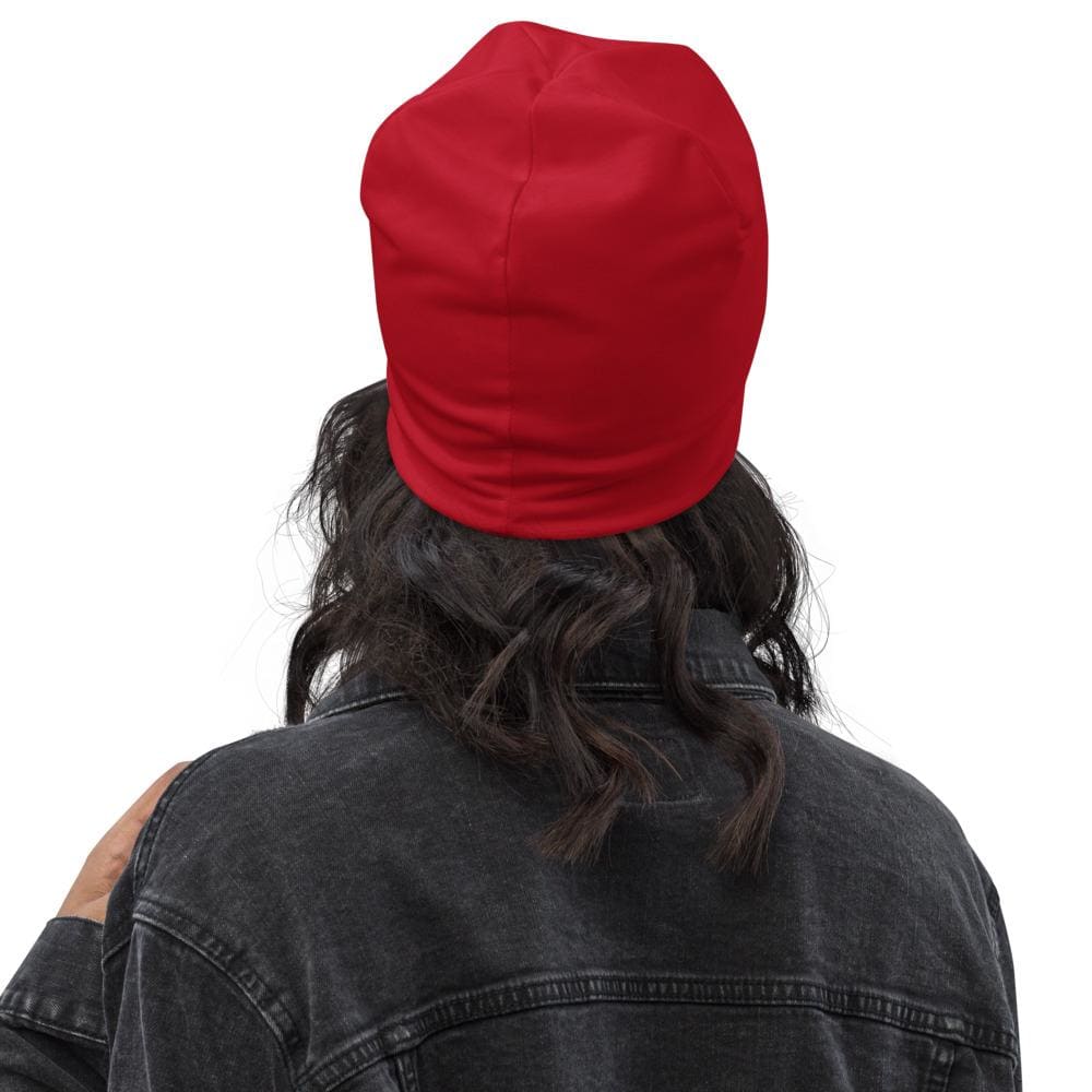 Beanie Hat - Red Slouchy Beanie Prayer Warrior Print Men/women - Unisex
