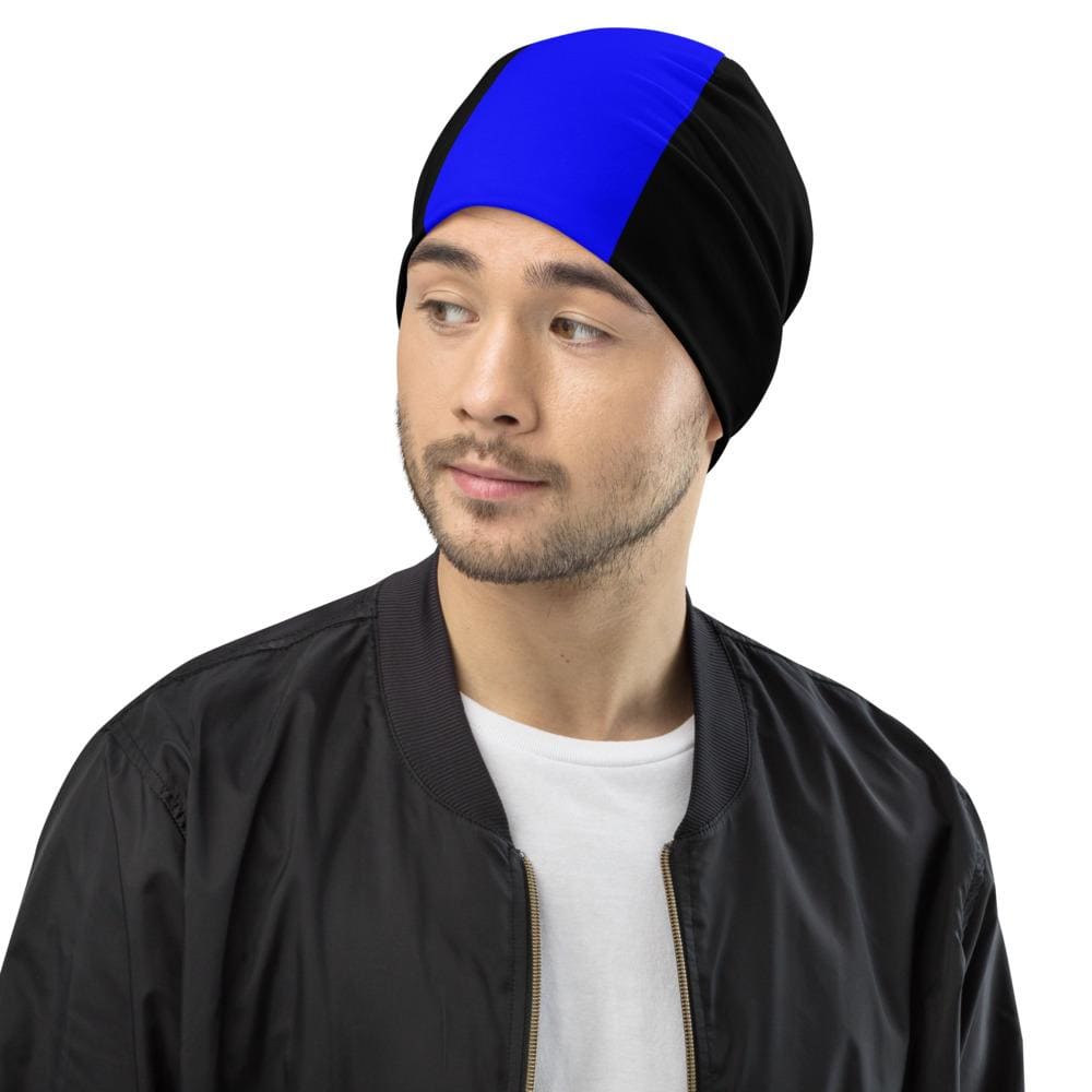 Beanie Hat - Royal Blue & Black Slouchy Beanie Men/women - Unisex | Beanie Hats