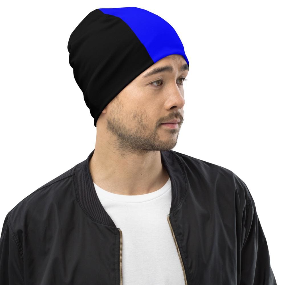 Beanie Hat - Royal Blue & Black Slouchy Beanie Men/women - Unisex | Beanie Hats