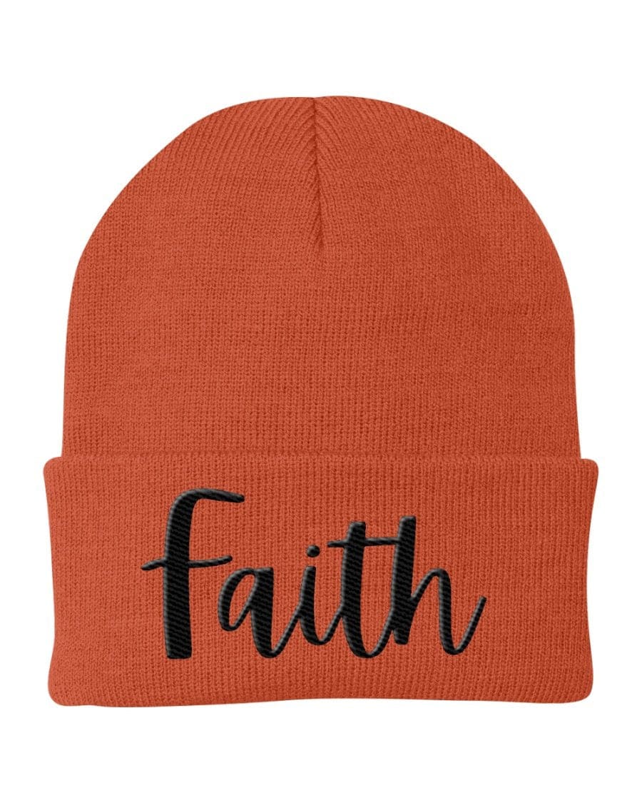 Beanie Knit Cap - Faith Embroidered Graphic Hat - Unisex | Embroidered Knit Hats