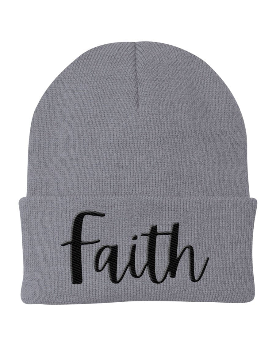 Beanie Knit Cap - Faith Embroidered Graphic Hat - Unisex | Embroidered Knit Hats