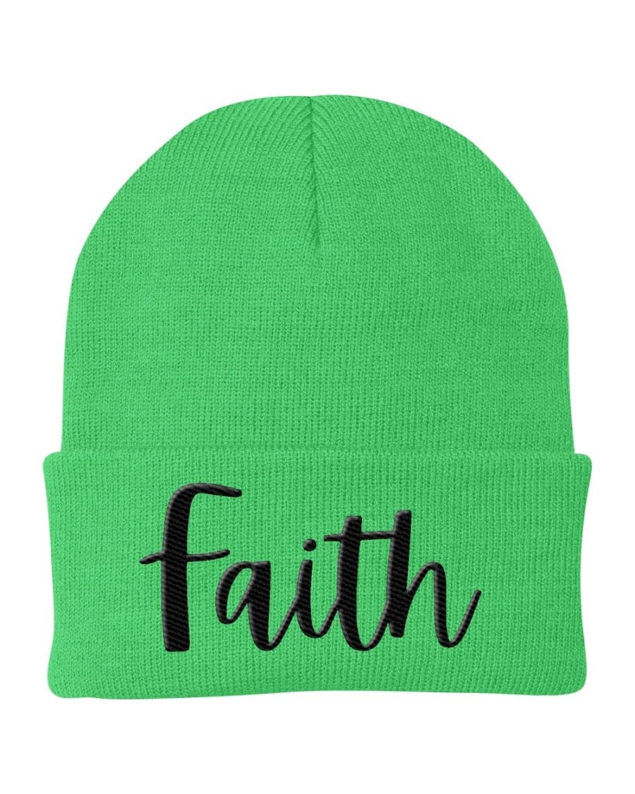 Beanie Knit Cap - Faith Embroidered Graphic Hat - Unisex | Embroidered Knit Hats