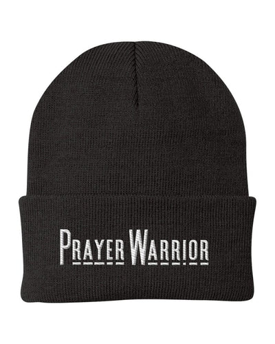 Beanie Knit Hat - Prayer Warrior Embroidered Hat - Unisex | Embroidered Knit