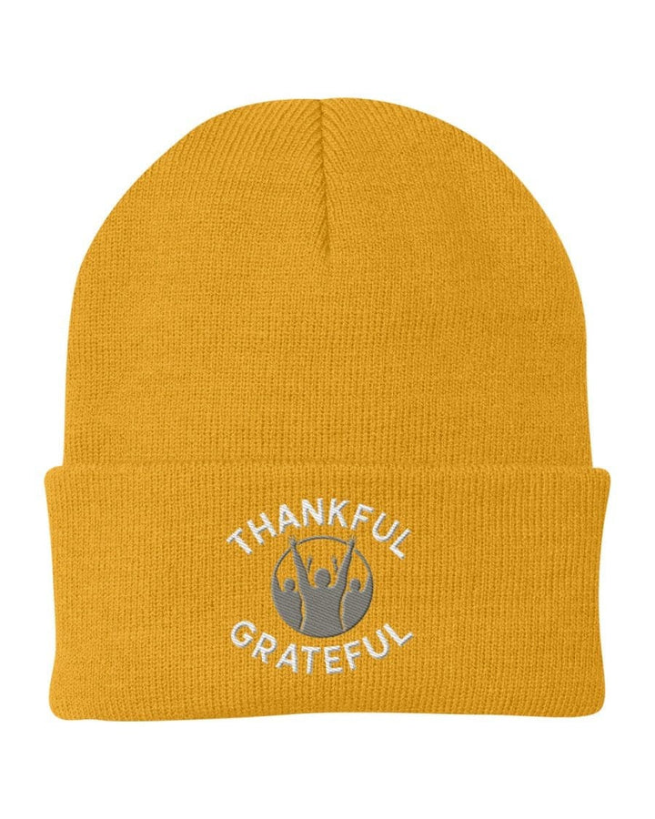 Beanie Knit Hat - Thankful Grateful Inspirational Winter Cap - Unisex