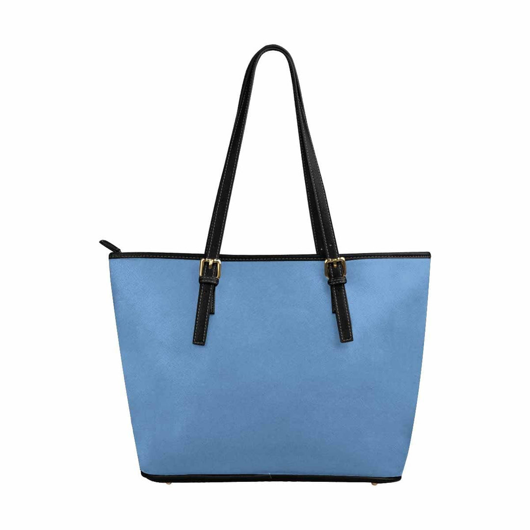 Large Leather Tote Shoulder Bag - Blue Gray - Bags | Leather Tote Bags