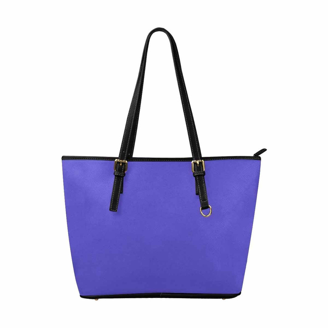 Large Leather Tote Shoulder Bag - Blue Iris Illustration - Bags | Leather Tote