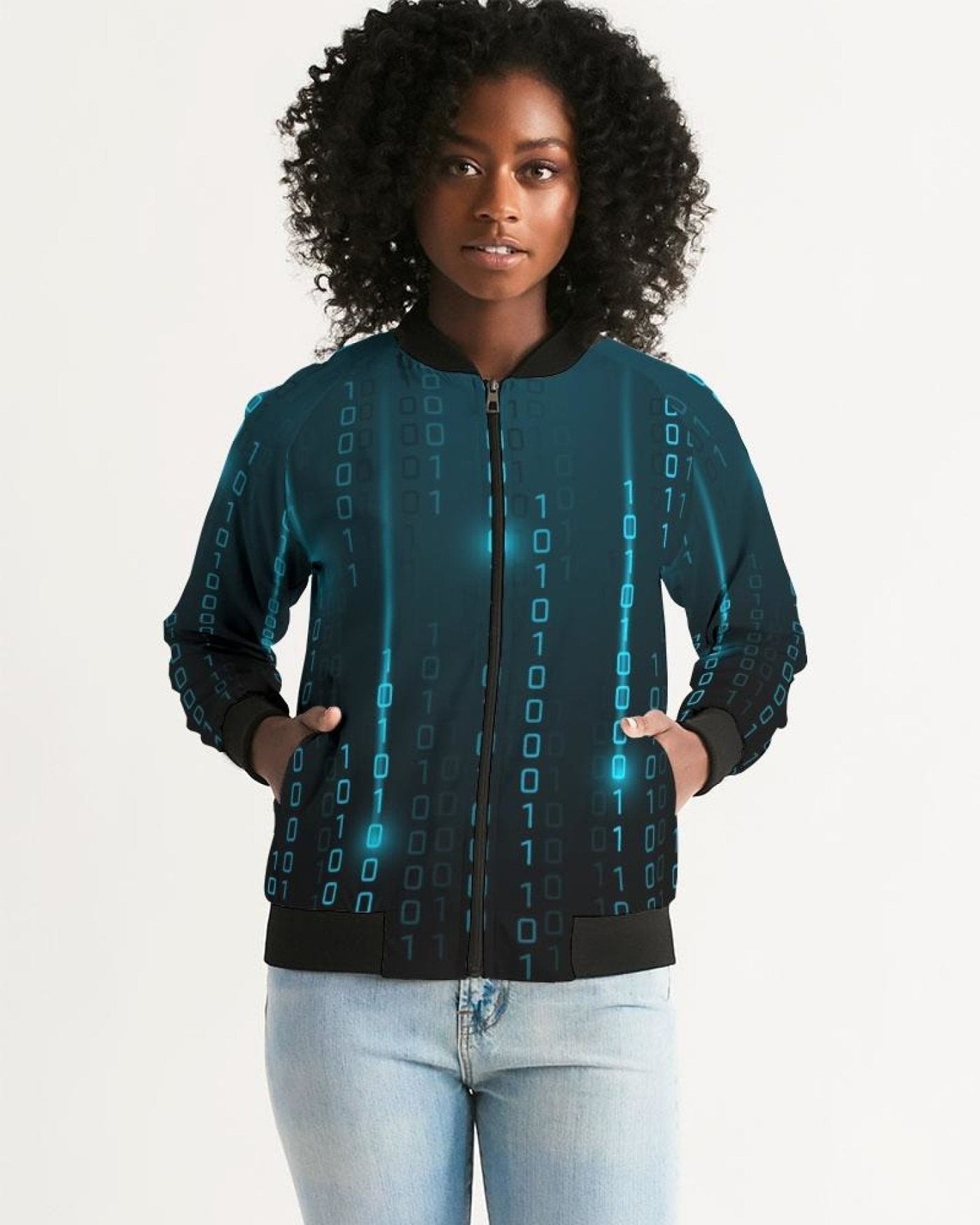 Blue Matrix Style Womens Bomber Jacket - Womens | Jackets | Bombers