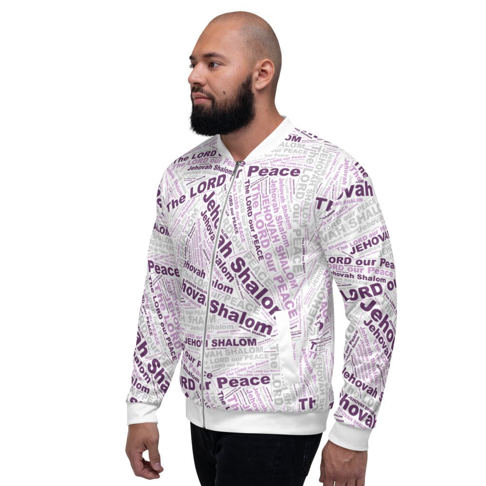 Bomber Jacket for Men - Purple Jehovah Shalom the Lord our Peace - Mens