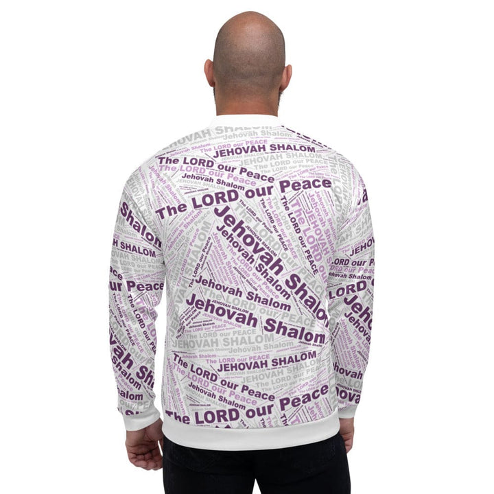 Bomber Jacket for Men - Purple Jehovah Shalom the Lord our Peace - Mens