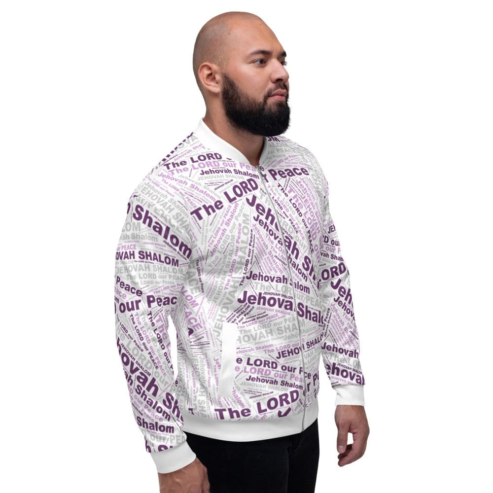 Bomber Jacket for Men - Purple Jehovah Shalom the Lord our Peace - Mens