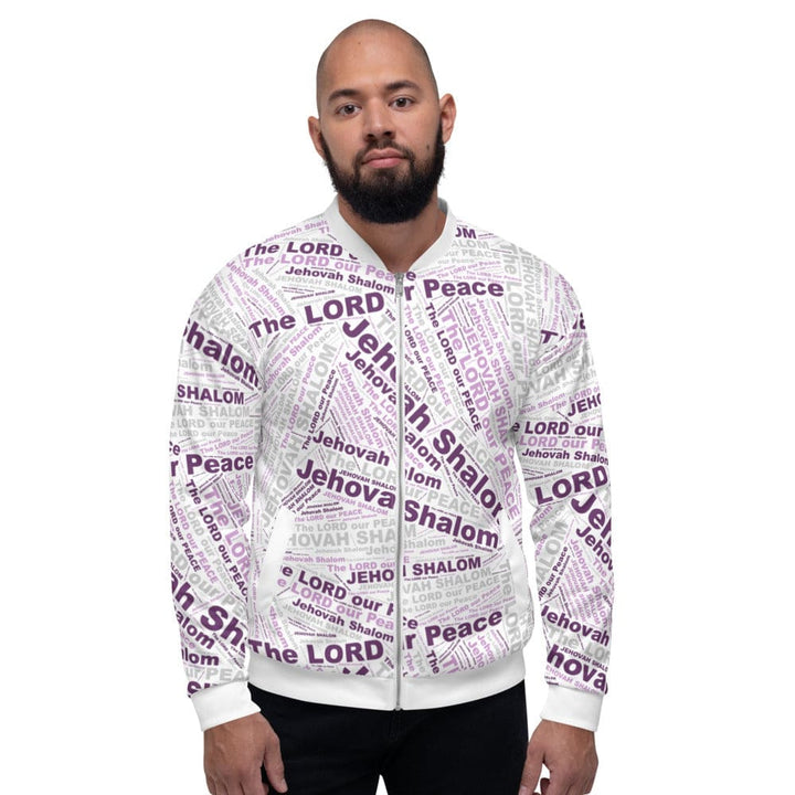 Bomber Jacket for Men - Purple Jehovah Shalom the Lord our Peace - Mens