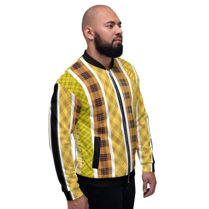 Bomber Jacket For Men - Yellow And Black Tartan Pattern - Mens | Jackets