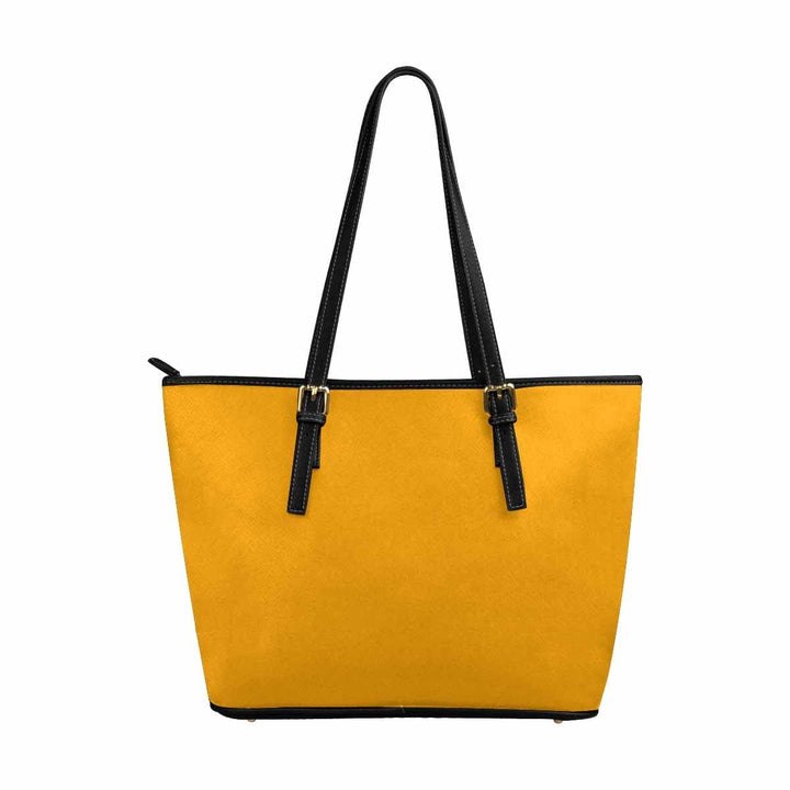 Large Leather Tote Shoulder Bag - Bright Orange - Bags/Leather Tote Bags