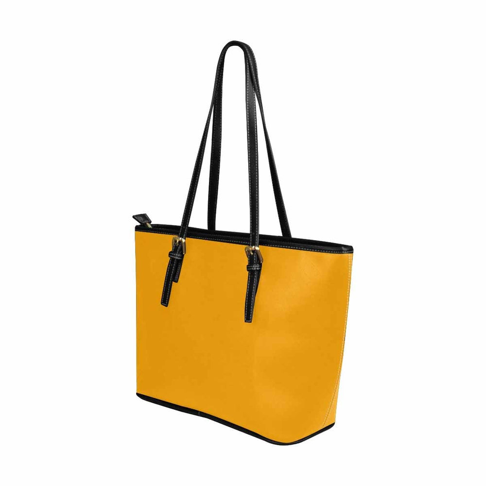 Large Leather Tote Shoulder Bag - Bright Orange - Bags/Leather Tote Bags