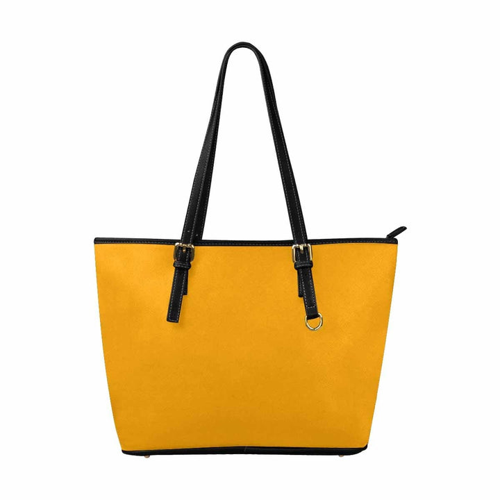Large Leather Tote Shoulder Bag - Bright Orange - Bags/Leather Tote Bags