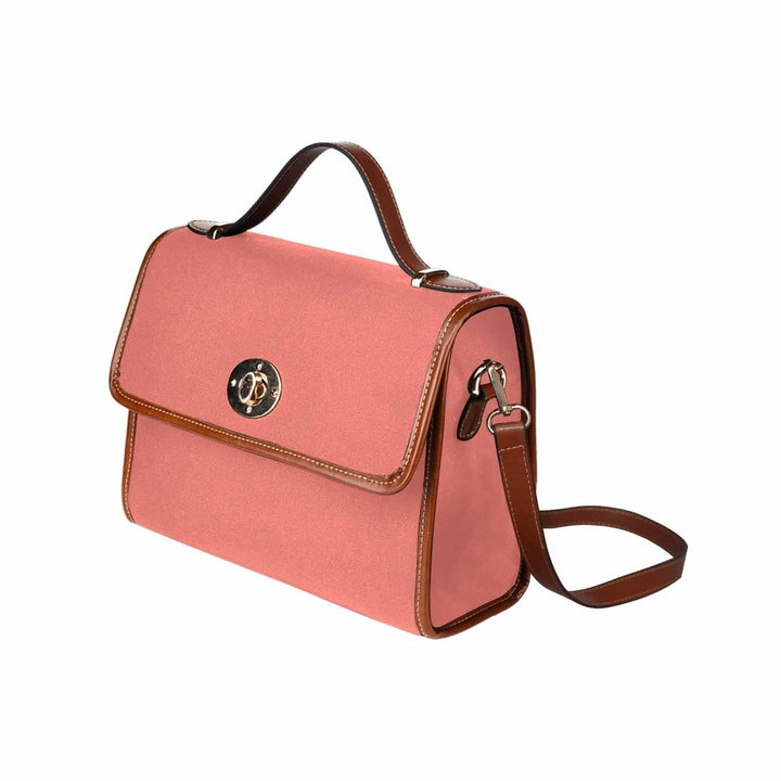 Canvas Bag / Salmon Red (brown Strap) - Bags | Handbags