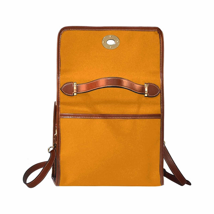 Canvas Bag / Tangerine Orange (brown Strap) - Bags | Handbags