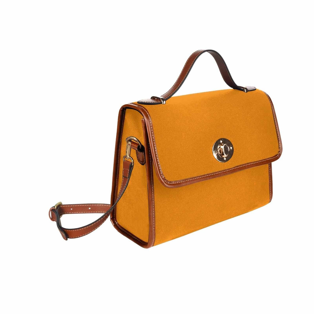 Canvas Bag / Tangerine Orange (brown Strap) - Bags | Handbags