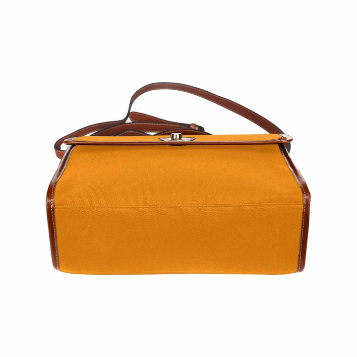 Canvas Bag / Tangerine Orange (brown Strap) - Bags | Handbags