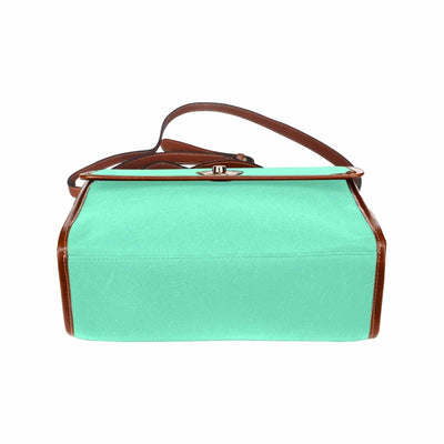 Canvas Handbag - Aquamarine Green Bag / Brown Crossbody Strap - Bags | Handbags