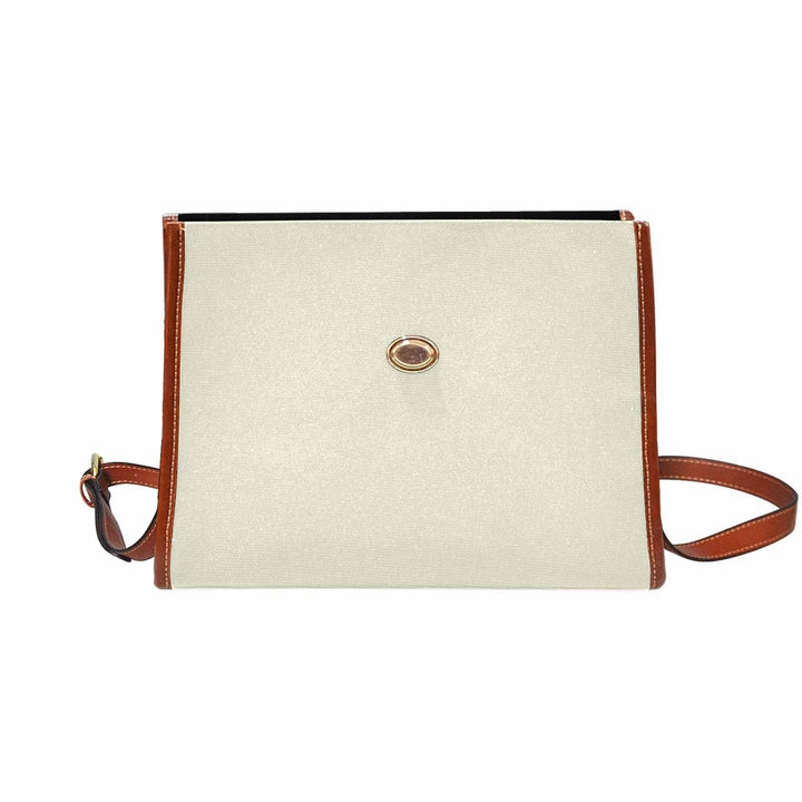 Canvas Handbag - Beige Waterproof Bag / Brown Crossbody Strap - Bags | Handbags