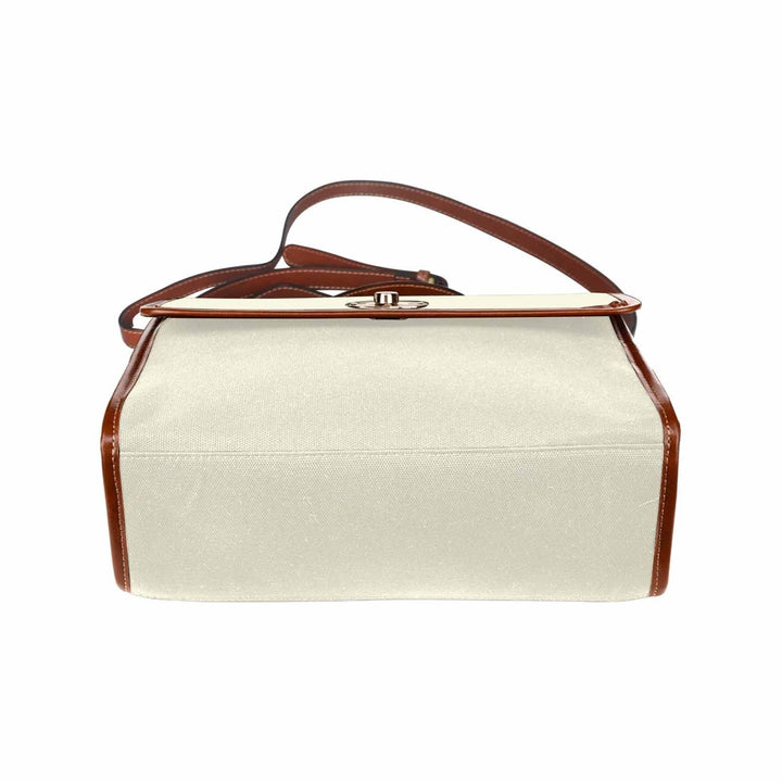 Canvas Handbag - Beige Waterproof Bag / Brown Crossbody Strap - Bags | Handbags