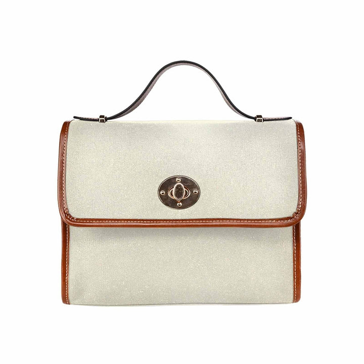 Canvas Handbag - Beige Waterproof Bag / Brown Crossbody Strap - Bags | Handbags