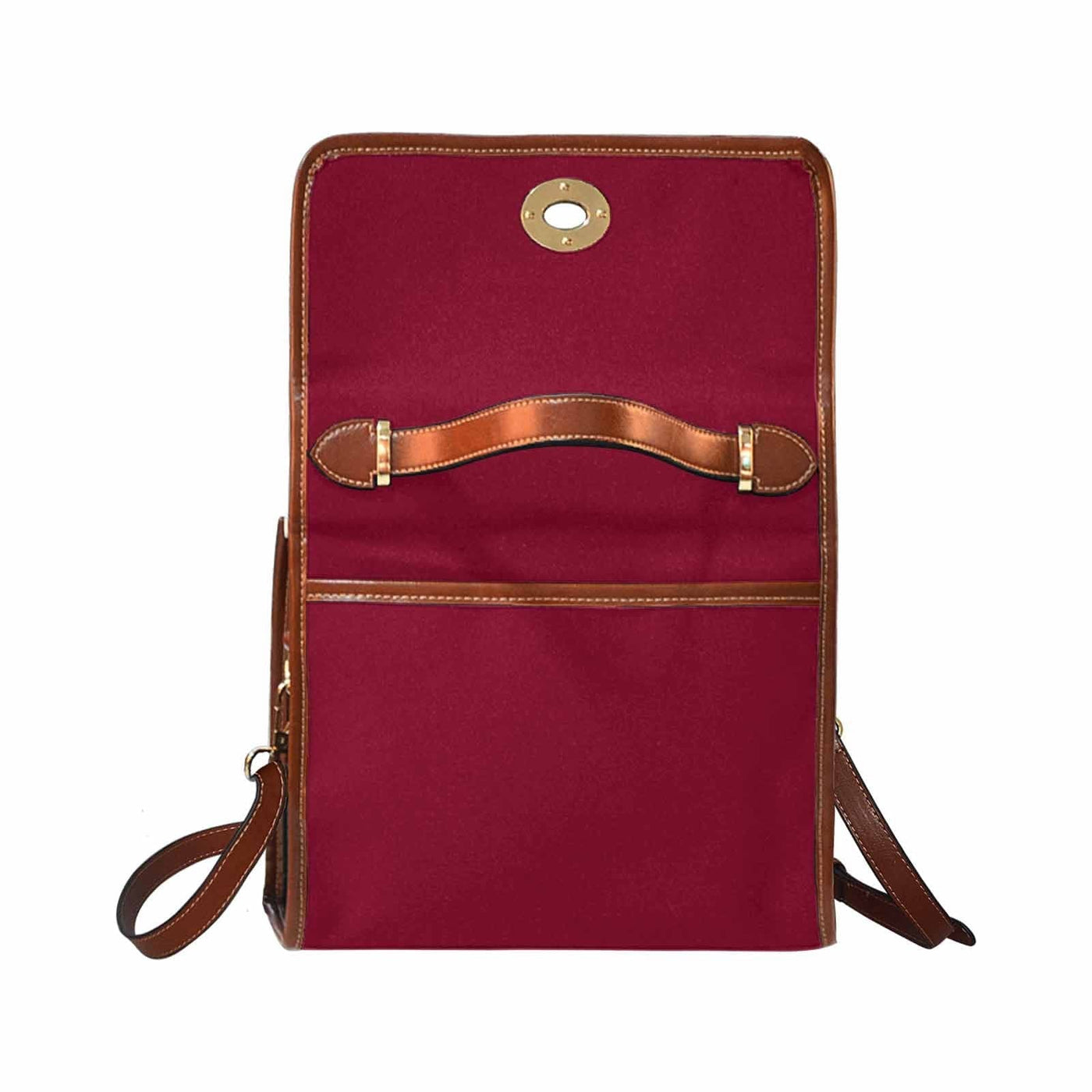 Canvas Handbag - Burgundy Red Bag / Brown Crossbody Strap - Bags | Handbags