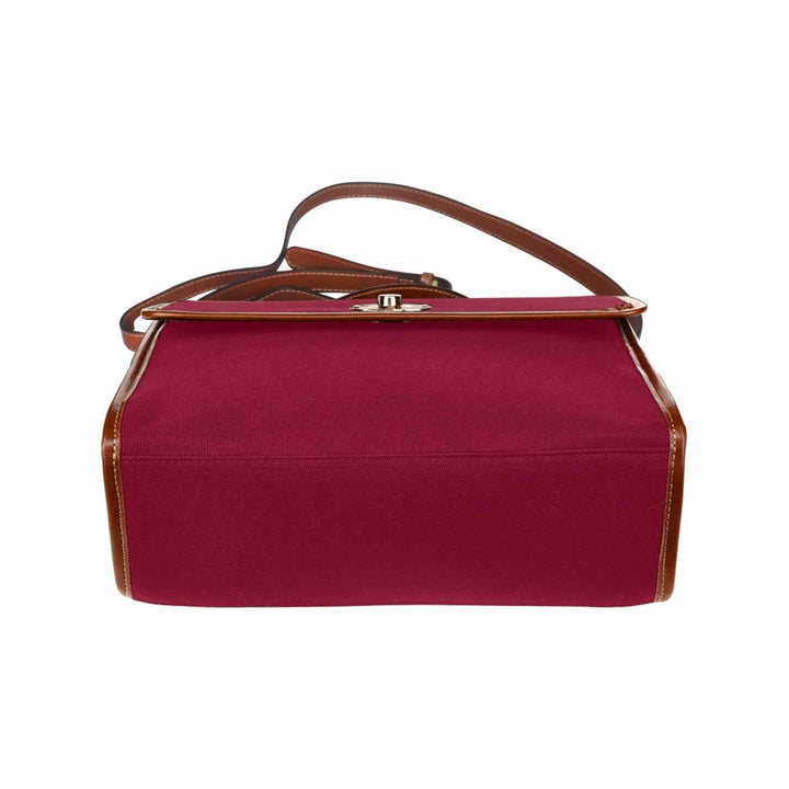 Canvas Handbag - Burgundy Red Bag / Brown Crossbody Strap - Bags | Handbags