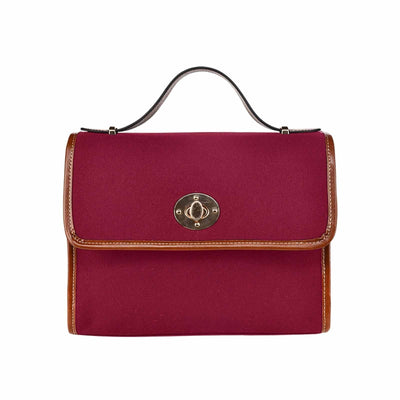 Canvas Handbag - Burgundy Red Bag / Brown Crossbody Strap - Bags | Handbags