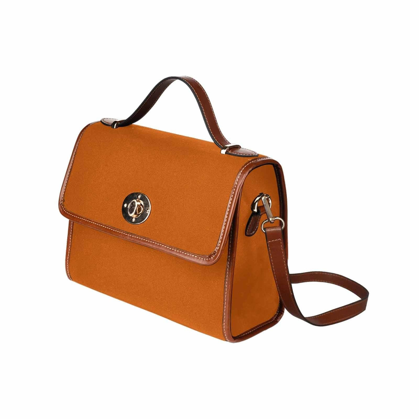 Canvas Handbag - Burnt Orange Bag / Brown Crossbody Strap - Bags | Handbags