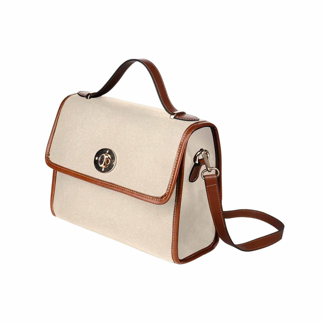 Canvas Handbag - Champagne Beige Bag /brown Crossbody Strap - Bags | Handbags