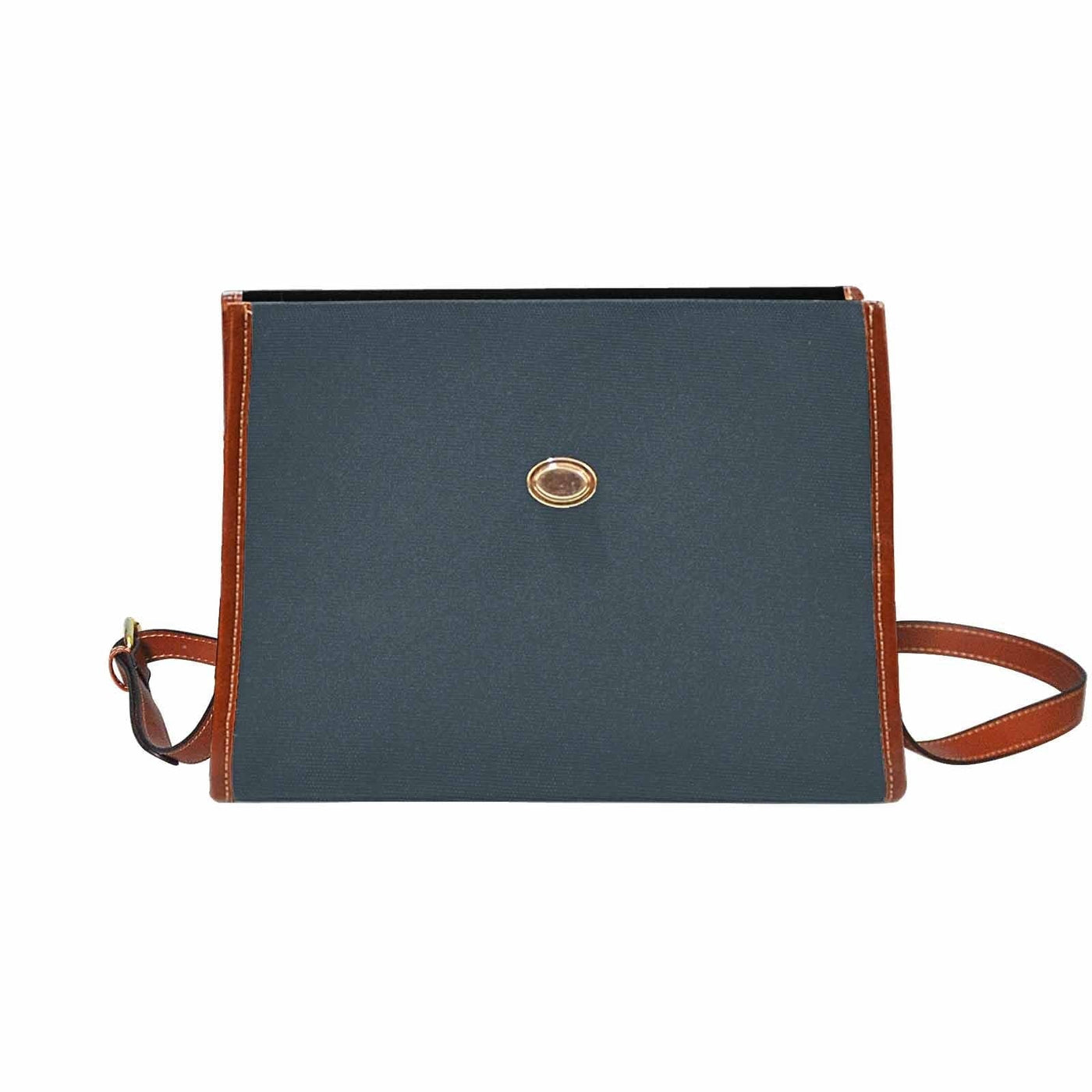 Canvas Handbag - Charcoal Black Bag / Brown Crossbody Strap - Bags | Handbags