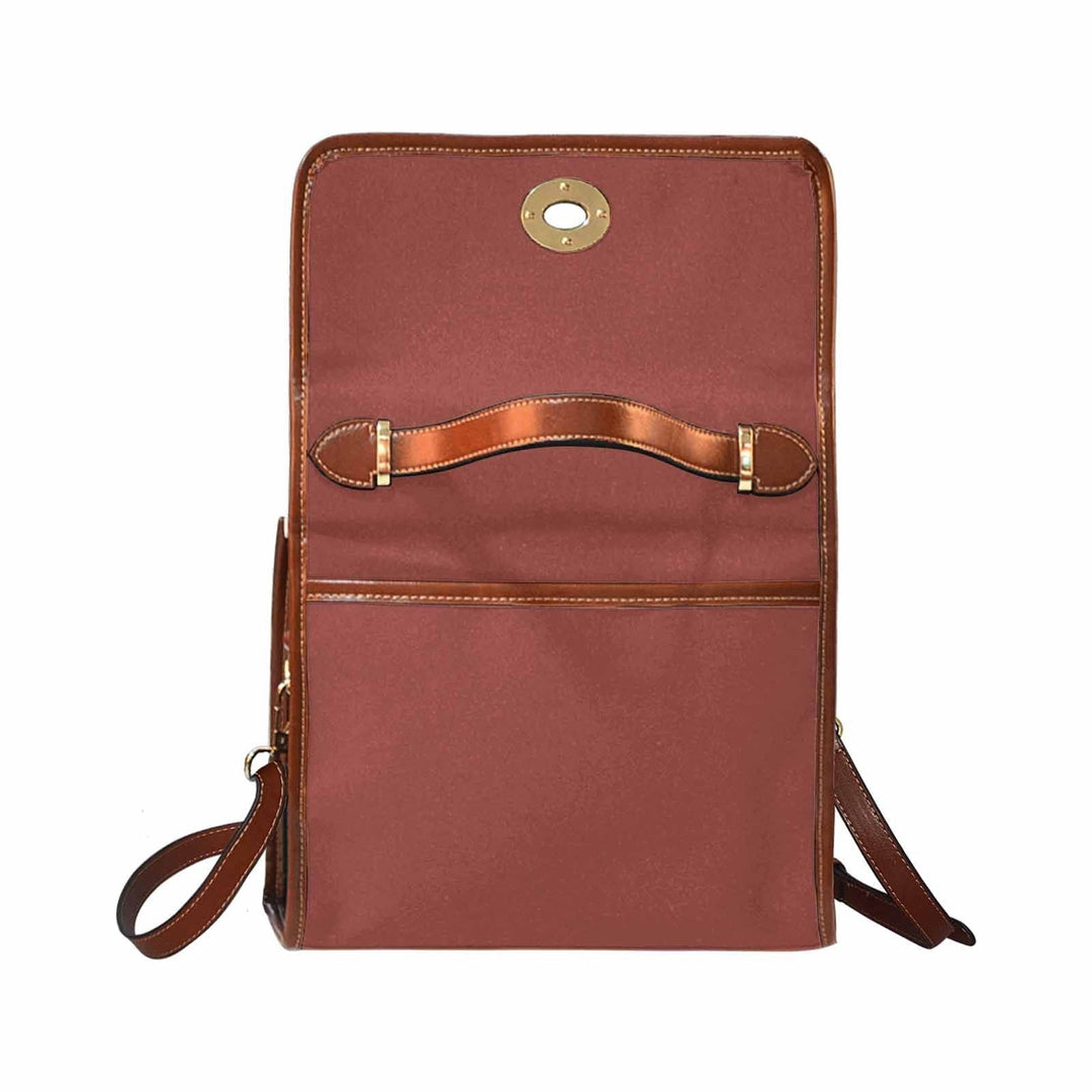 Canvas Handbag - Cognac Red Waterproof Bag /brown Crossbody Strap - Bags