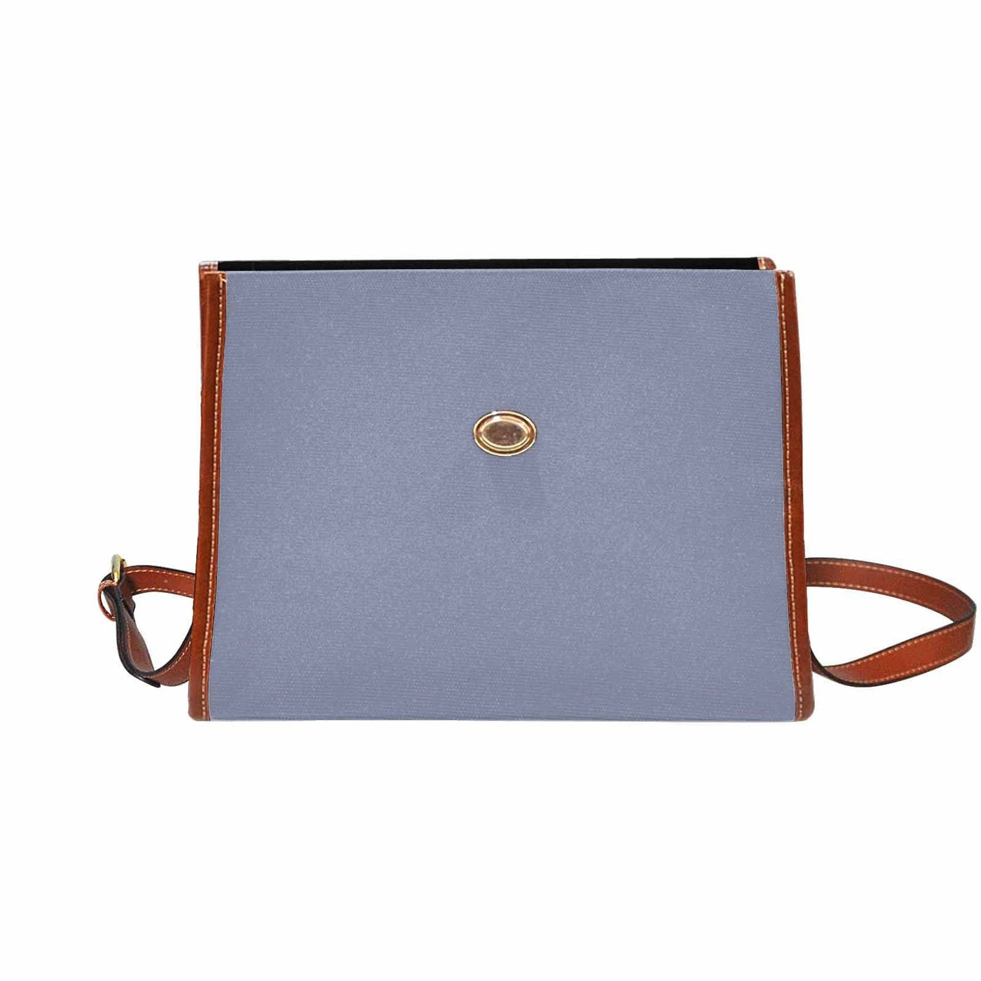 Canvas Handbag - Cool Gray Waterproof Bag / Brown Crossbody Strap - Bags |