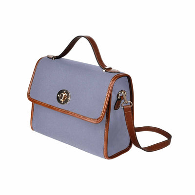 Canvas Handbag - Cool Gray Waterproof Bag / Brown Crossbody Strap - Bags |