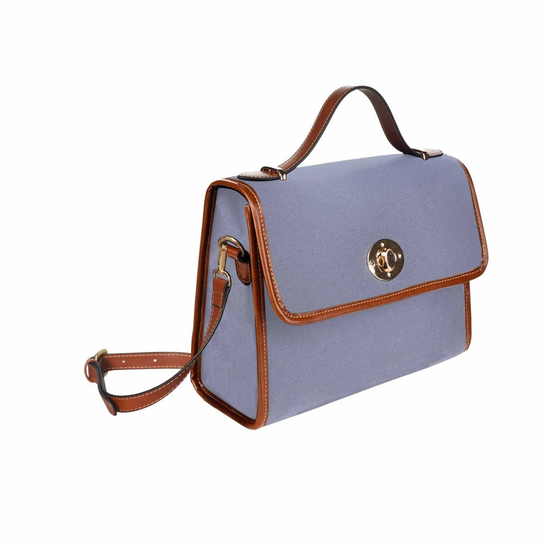 Canvas Handbag - Cool Gray Waterproof Bag / Brown Crossbody Strap - Bags