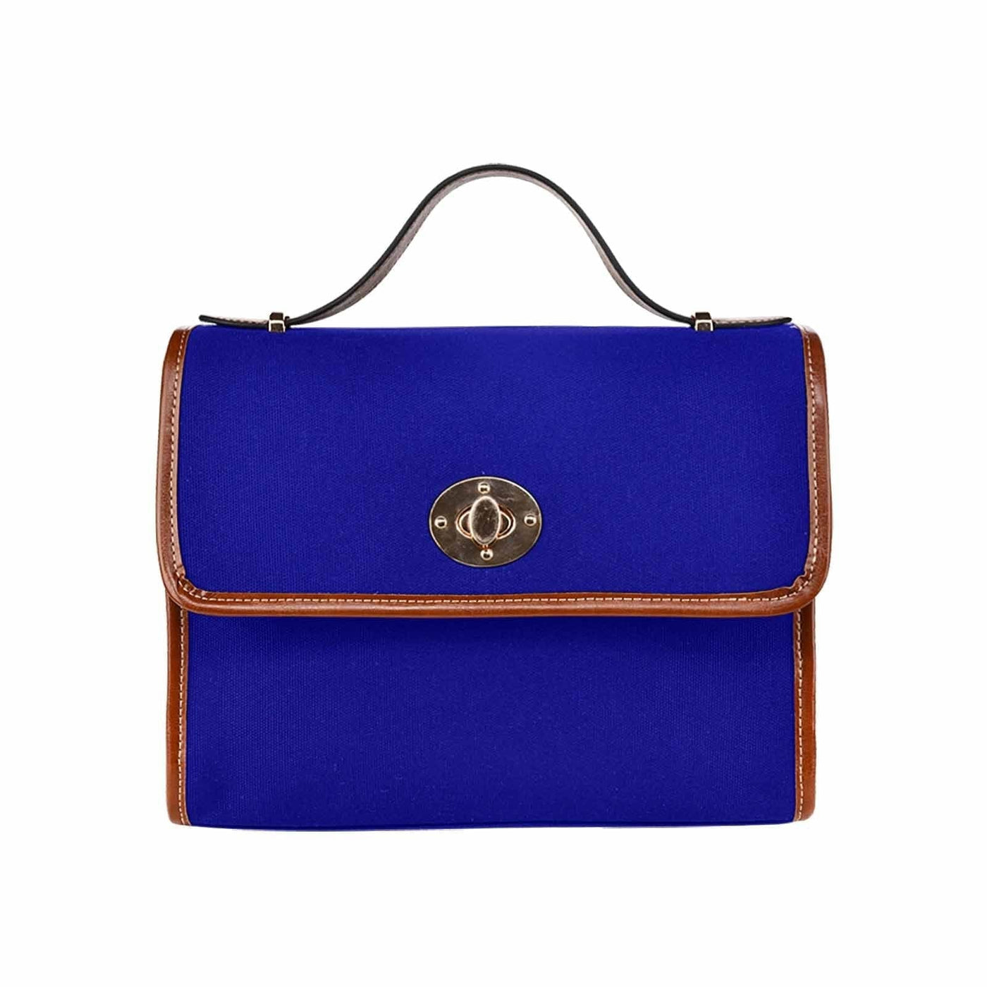 Canvas Handbag - Dark Blue Waterproof Bag /brown Crossbody Strap - Bags |