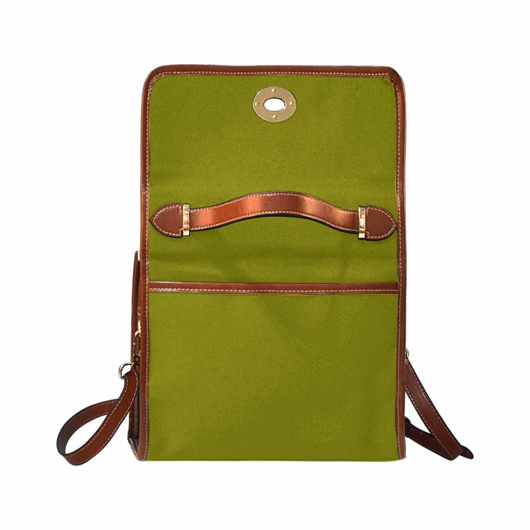 Canvas Handbag - Dark Olive Green Bag / Brown Crossbody Strap - Bags | Handbags