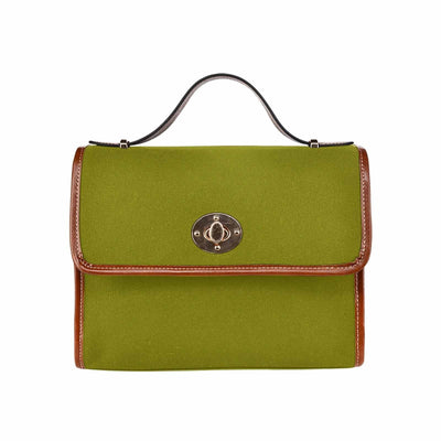 Canvas Handbag - Dark Olive Green Bag / Brown Crossbody Strap - Bags | Handbags