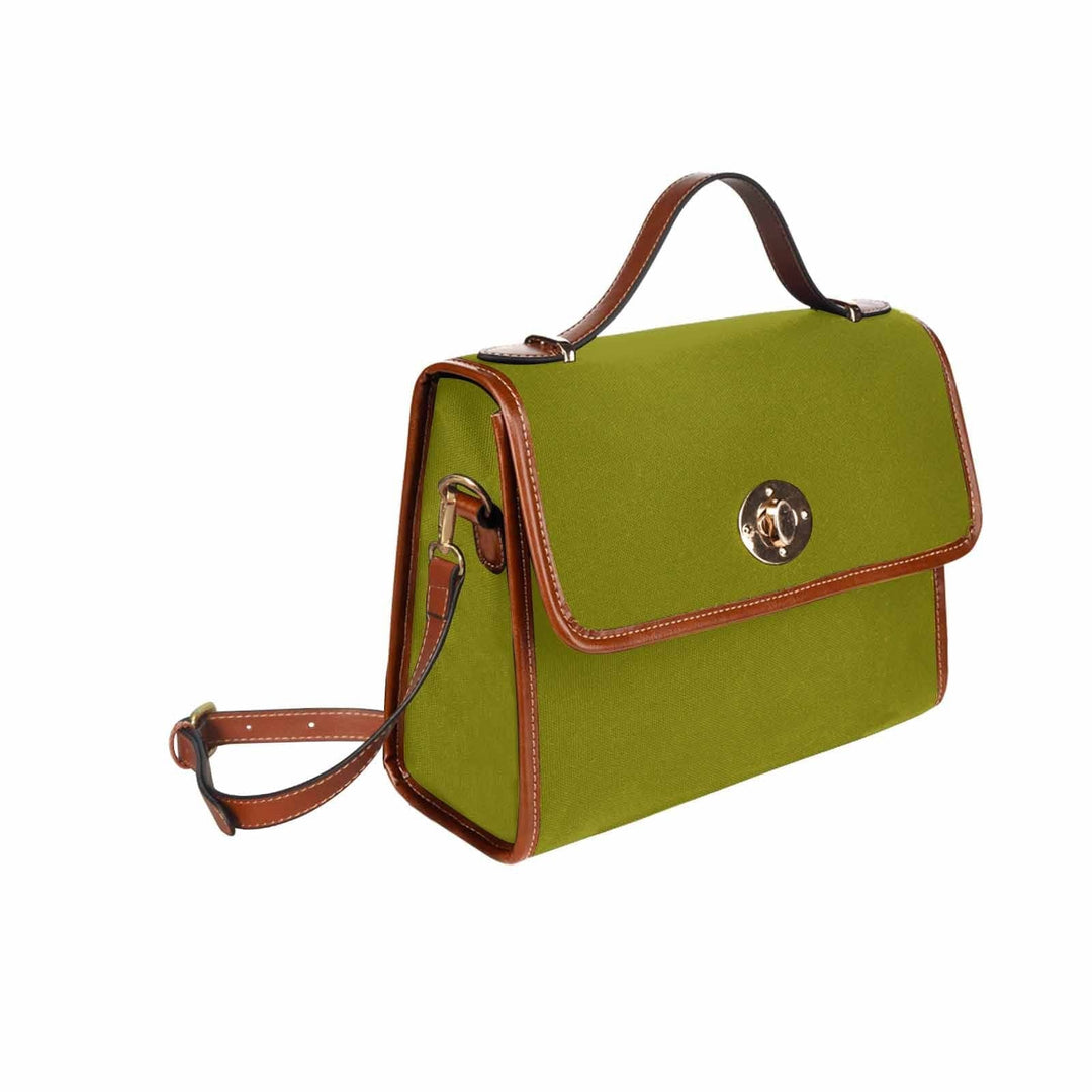 Canvas Handbag - Dark Olive Green Bag / Brown Crossbody Strap - Bags | Handbags