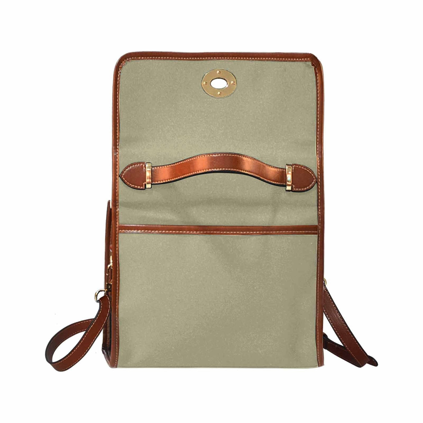 Canvas Handbag - Dark Sage Green Bag / Brown Crossbody Strap - Bags | Handbags